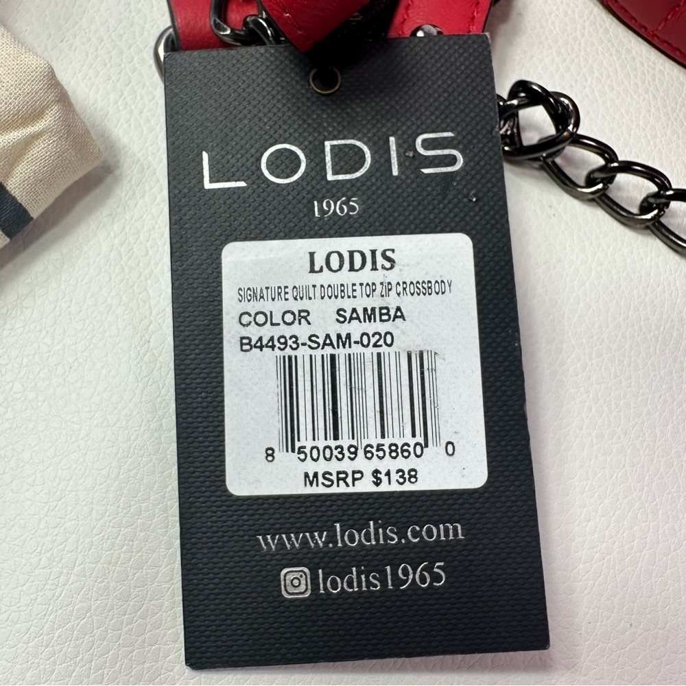 NEW Women’s LODIS 1965 Red Signature Quilt Double Top Zip Crossbody Bag - Picture 12 of 14